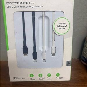 Belkin BoostCharge Flex USB-C Cable with Lightning Connector - Black and White